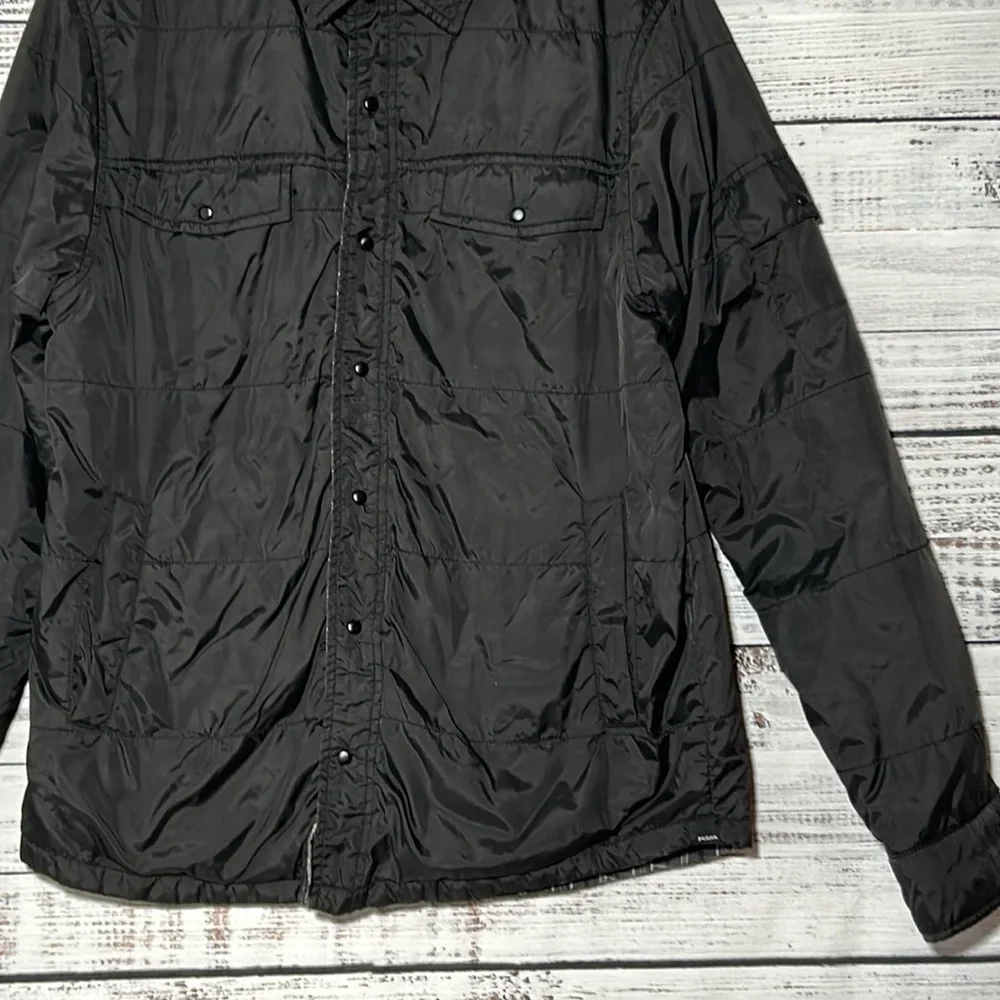 Prana Men's Jacket black and purple plaid Small